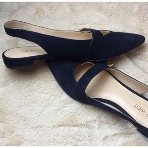 Navy Blue Nine West Sling Back Flats